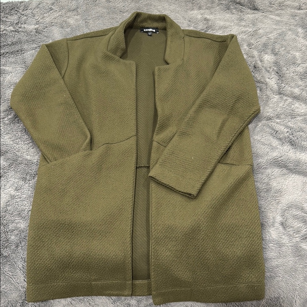 Express Green Trench Coat Modern Minimalist Design